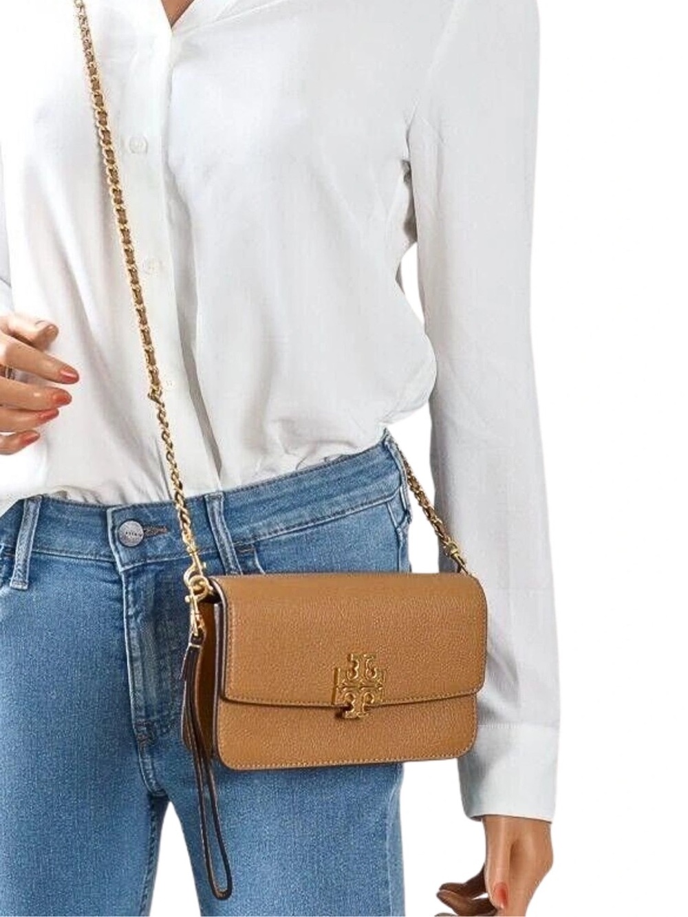Tory Burch Britten Chain Wallet with Wristlet – Tiramisu